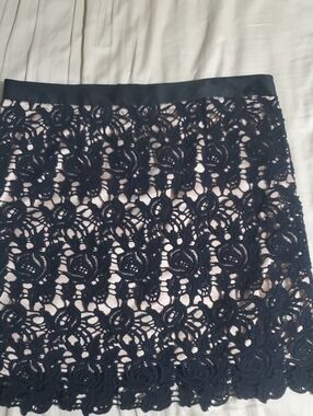 Will Smith Black Lace Overlay Skirt with Nude Underlay